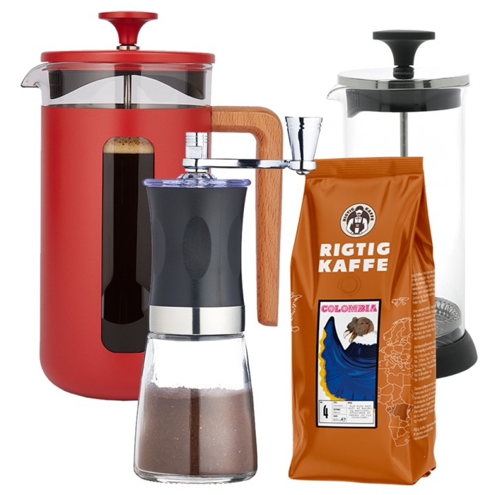 La Cafetière Pisa 8 Kop. Stempelkande Rød Inkl. Kaffemølle, Mælkeskummer & 400g Kaffe La Cafetière Pisa 8 Kop. Stempelkande Rød Inkl. Kaffemølle, Mælkeskummer & 400g Kaffe