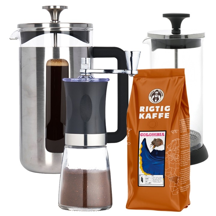 La Cafetière Pisa 8 Kop. Stempelkande Stål Inkl. Kaffemølle, Mælkeskummer & 400g Kaffe La Cafetière Pisa 8 Kop. Stempelkande Stål Inkl. Kaffemølle, Mælkeskummer & 400g Kaffe