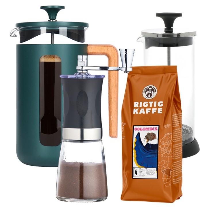 La Cafetière Pisa 8 Kop. Stempelkande Grøn Inkl. Kaffemølle, Mælkeskummer & 400g Kaffe La Cafetière Pisa 8 Kop. Stempelkande Grøn Inkl. Kaffemølle, Mælkeskummer & 400g Kaffe