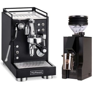 La Pavoni Mini Cellini Sort LPSMCB01EU Espressomaskine Inkl. Eureka Mignon Zero Mat Sort Espressokværn