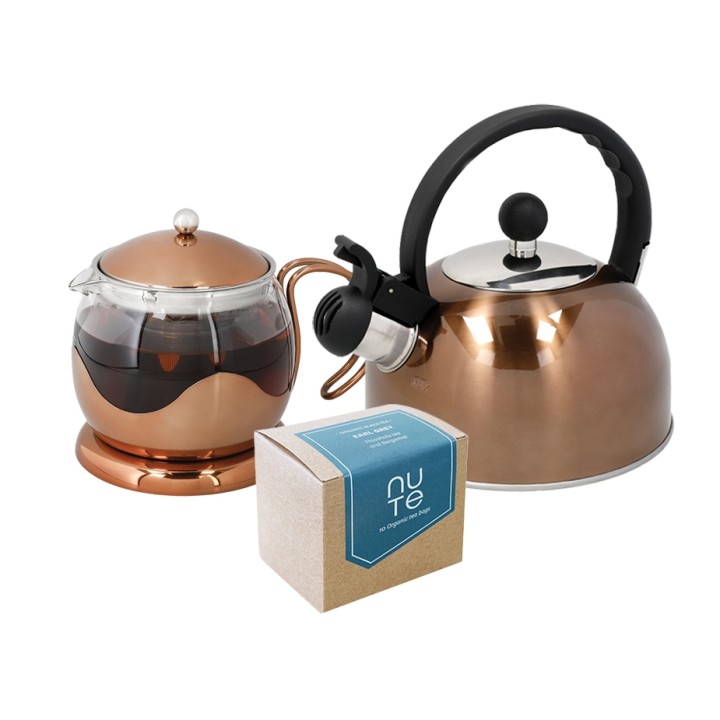 La Cafetière Izmir 2 Kop. Tebrygger Kobber Inkl. Kedel 1,3 L Kobber & 10 stk NUTE Earl Grey Økologisk Tebreve La Cafetière Izmir 2 Kop. Tebrygger Kobber Inkl. Kedel 1,3 L Kobber & 10 stk NUTE Earl Grey Økologisk Tebreve