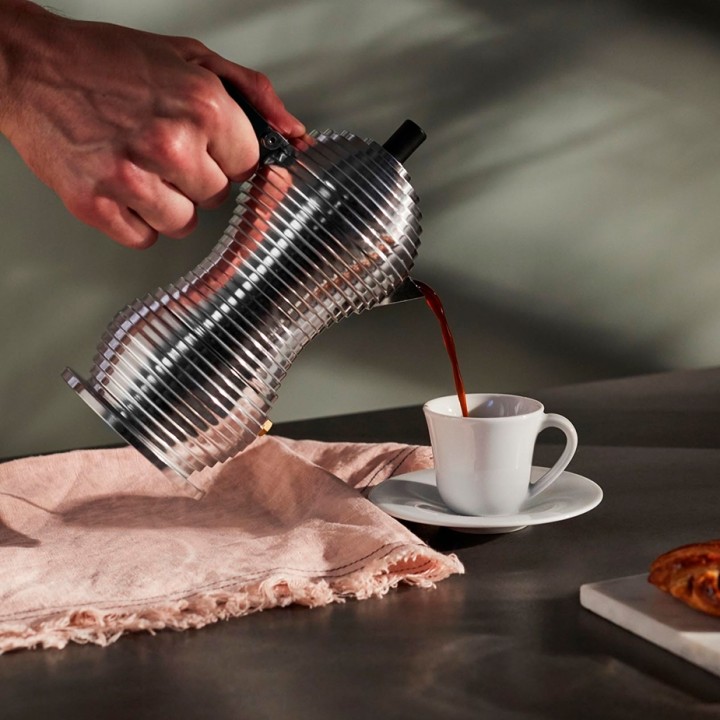Alessi & Coffee Set Inkl. Pulcina Induktion 3 Kop. Espressokande Sort & 2 Mokkakopper