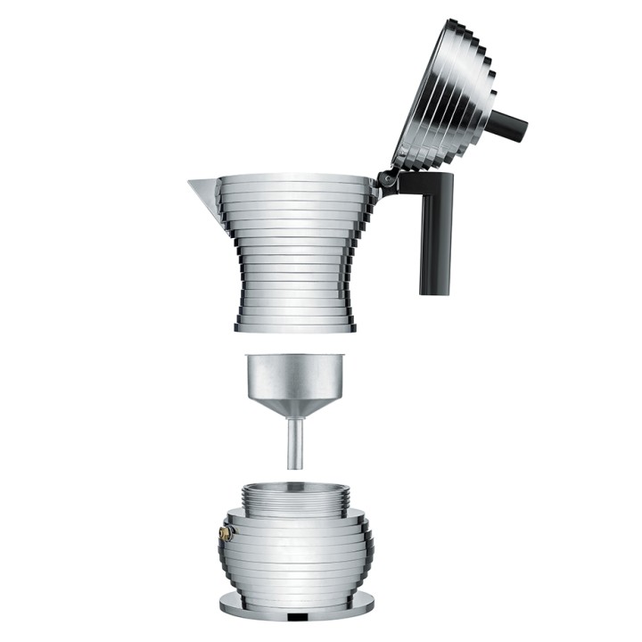 Alessi & Coffee Set Inkl. Pulcina Induktion 3 Kop. Espressokande Sort & 2 Mokkakopper