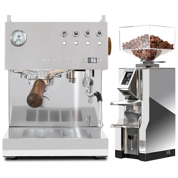 Ascaso Steel Duo PID Poleret Stål Espressomaskine Inkl. Eureka Mignon Libra Chrome Espressokværn