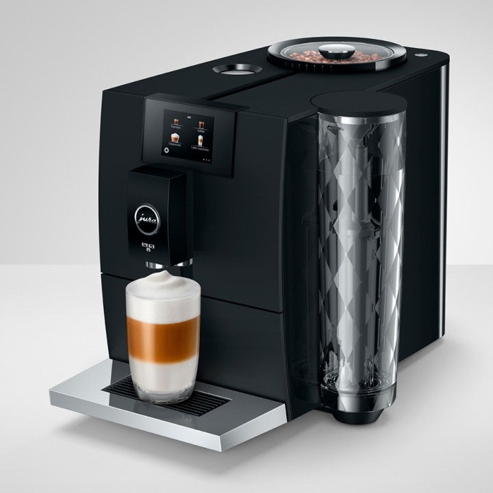 Jura ENA 8 (EC) Full Metropolitan Black Inkl. Plejepakke, Mælkebeholder, Mælkerens, Filtre & 3x1000g Rigtig Kaffe Super Crema
