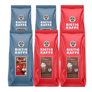 Rigtig Kaffe Crema Intenso & Super Crema 6kg Hele kaffebønner Rigtig Kaffe Crema Intenso & Super Crema 6kg Hele kaffebønner