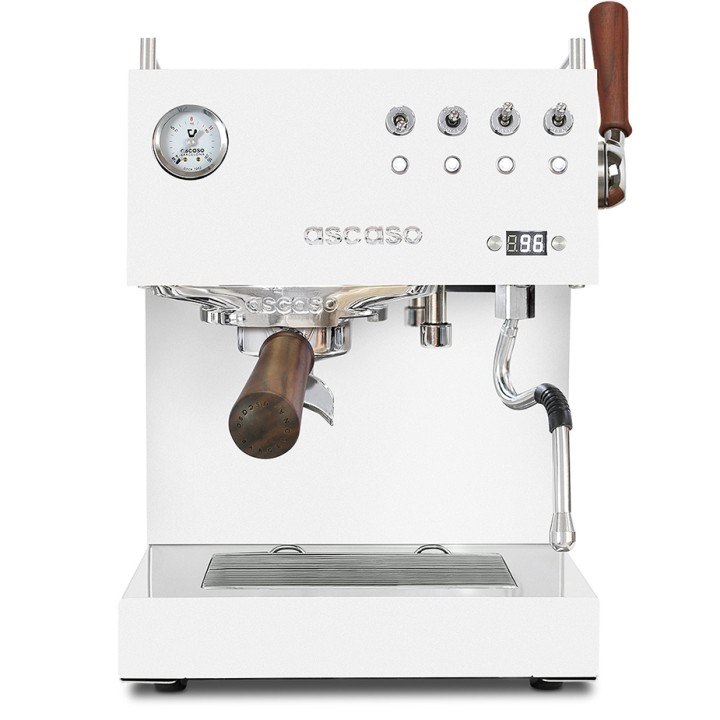 Ascaso Steel Duo Plus White Espressomaskine Inkl. Eureka Mignon Libra Chrome/Hvid Espressokværn & Cappuccinokopper