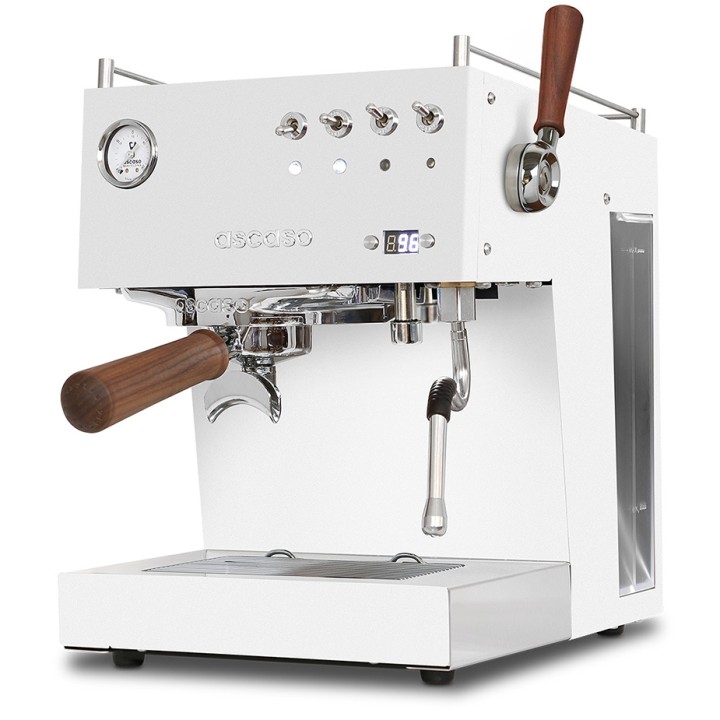 Ascaso Steel Duo Plus White Espressomaskine Inkl. Eureka Mignon Libra Chrome/Hvid Espressokværn & Cappuccinokopper