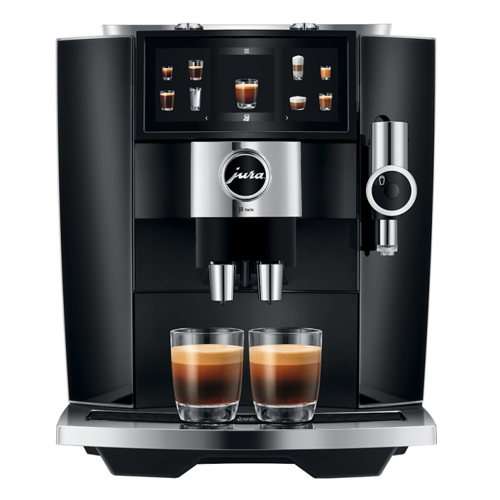 Jura J8 Twin (EA) Diamond Black Espressomaskine Inkl. Startpakke DK sprog, Inkl. Mælkebeholder, 3kg Rigtig Kaffe & Pleje