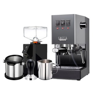 Gaggia Classic E24 Grå Espressomaskine Inkl. Eureka Mignon Perfetto & Baristaudstyr