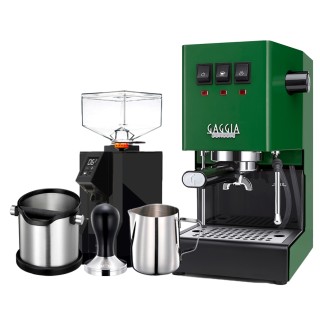 Gaggia Classic E24 Jungle Green Espressomaskine Inkl Eureka Mignon Perfetto & Baristaudstyr