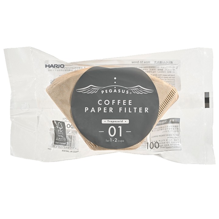 Hario Pegasus Papir Filtre 01 Brun 100 Stk Hario Pegasus Papir Filtre 01 Brun 100 Stk