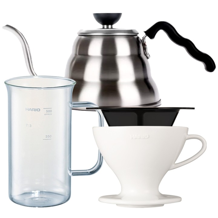 Hario Filterbryg Sæt Inkl. Gooseneck Kedel, Dripper 2 Kop & Server Hario Filterbryg Sæt Inkl. Gooseneck Kedel, Dripper 2 Kop & Server