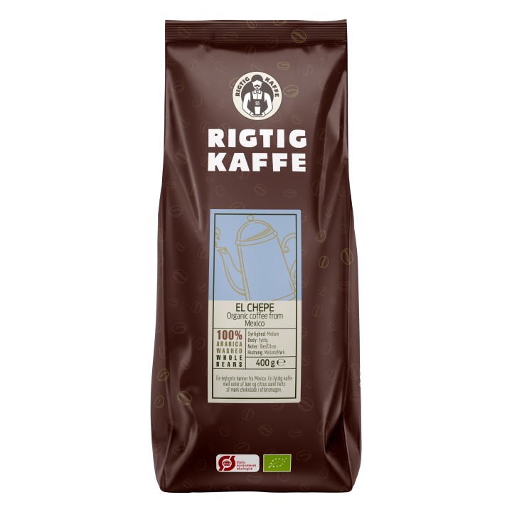 Rigtig Kaffe Organic El Chebe 400g Hele kaffebønner Rigtig Kaffe Organic El Chebe 400g Hele kaffebønner