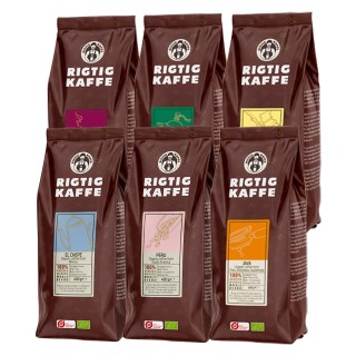 Rigtig Kaffe Organic Mixpakke 2,4kg Hele kaffebønner Rigtig Kaffe Organic Mixpakke 2,4kg Hele kaffebønner