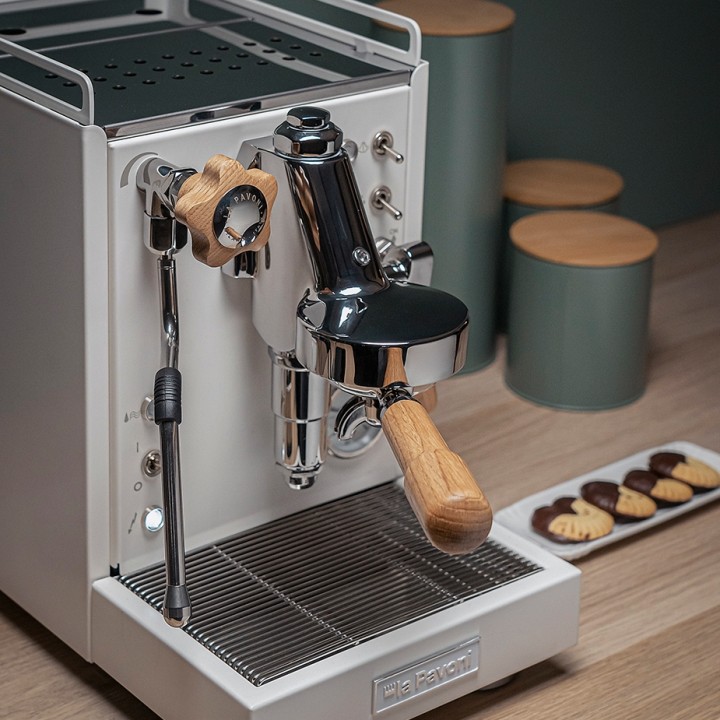 La Pavoni Mini Cellini Hvid LPSMCW01EU Espressomaskine Inkl. Prosumer Chrome LPGGRI01EU Espressokværn