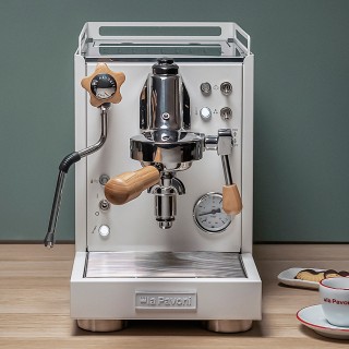 La Pavoni Mini Cellini Hvid LPSMCW01EU Espressomaskine Inkl. Prosumer Chrome LPGGRI01EU Espressokværn