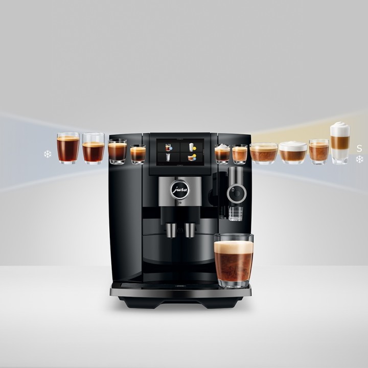 Jura J10 (EA) Piano Black Inkl. Startpakke DK sprog, Plejepakke, Mælkebeholder, Filtre & 3kg Hele kaffebønner