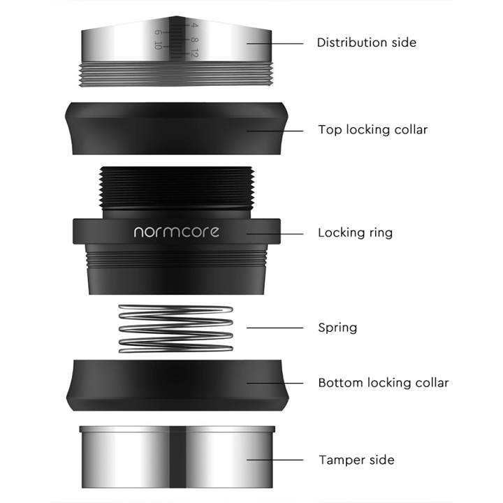 Normcore 2 i 1 Tamper & Leveling Tool 58 mm Sort