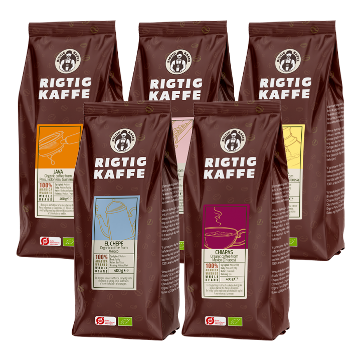 Rigtig Kaffe Mixpakke 2kg Hele kaffebønner
