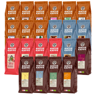 Rigtig Kaffe Mixpakke 22 varianter Hele kaffebønner