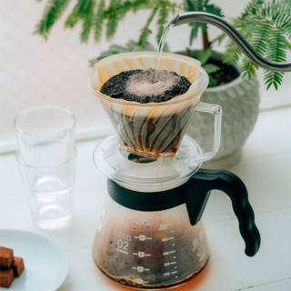 Hario Pegasus 02 Server 600ml Inkl. Papir Filtre 02, Plastik Dripper 02 & V60 Kettle Buono 100 1 L Stål