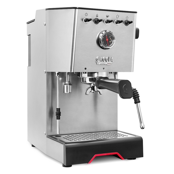 Gaggia Classic GT Stål Espressomaskine Inkl. Gaggia MDF 55 Chrome Espressokværn & House of Barista Knockbox