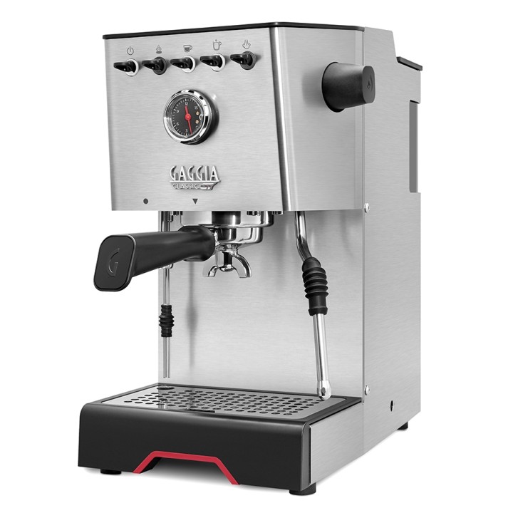 Gaggia Classic GT Stål Espressomaskine Inkl. Gaggia MDF 55 Chrome Espressokværn & House of Barista Knockbox