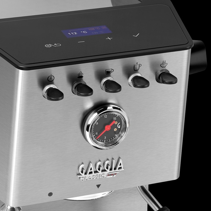 Gaggia Classic GT Stål Espressomaskine Inkl. Gaggia MDF 55 Chrome Espressokværn & House of Barista Knockbox
