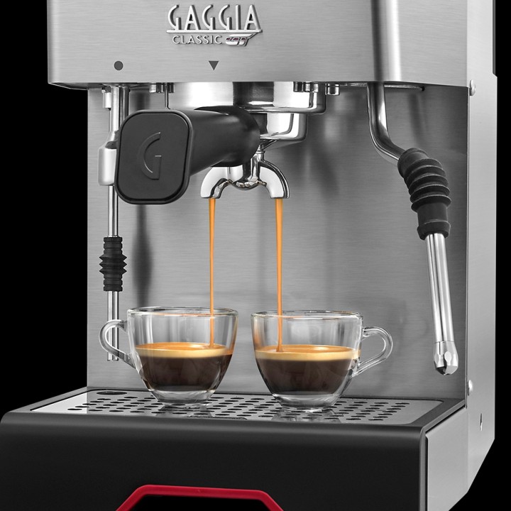 Gaggia Classic GT Stål Espressomaskine Inkl. Gaggia MDF 55 Chrome Espressokværn & House of Barista Knockbox