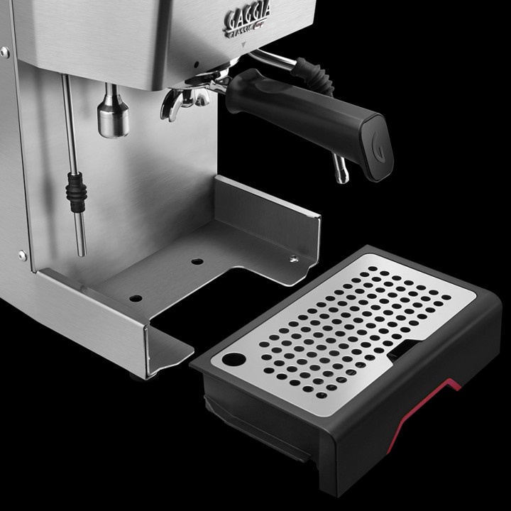 Gaggia Classic GT Stål Espressomaskine Inkl. Gaggia MDF 55 Chrome Espressokværn & House of Barista Knockbox