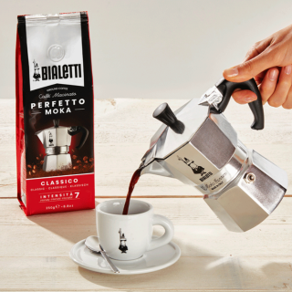 Bialetti Moka Express 6 Kop. Espressokande Alu Inkl. Perfetto Moka Classico Malet kaffe 250g