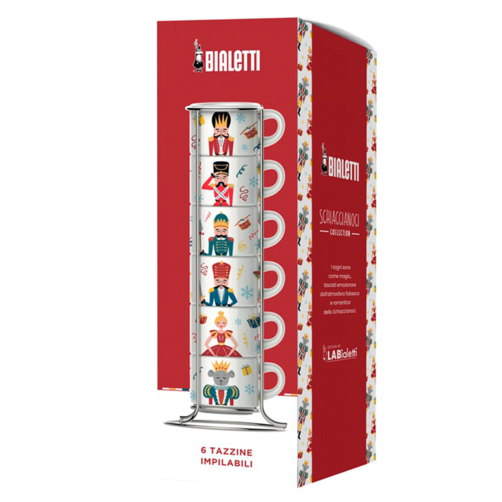 Bialetti Nøddeknækkeren Espressokopper 9 cl Inkl. holder 6 stk