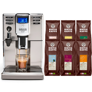 Gaggia Anima Deluxe Stål/Sort Espressomaskine Inkl. 8x400g Rigtig Kaffe Organic