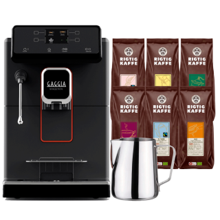 Gaggia Magenta Plus Espressomaskine Inkl. 0,5 L Mælkekande og 8x400g Rigtig Kaffe Brun Serie Hele Kaffebønner