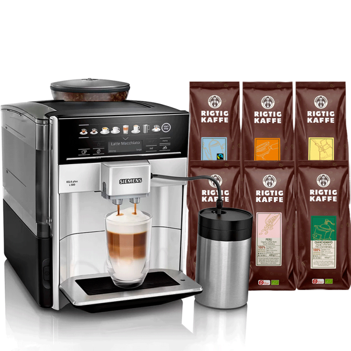 Siemens TE653M11RW EQ6 s300 Espressomaskine Inkl. 8x400g Rigtig Kaffe Organic