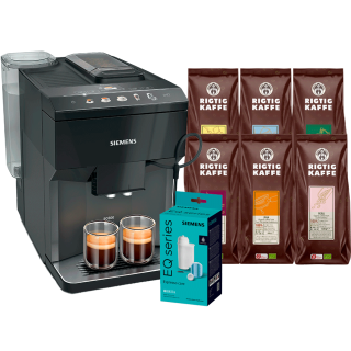 Siemens TP511R09 EQ500 Espressomaskine Inkl. Plejepakke & 8x400g Rigtig Kaffe Organic Brun Serie