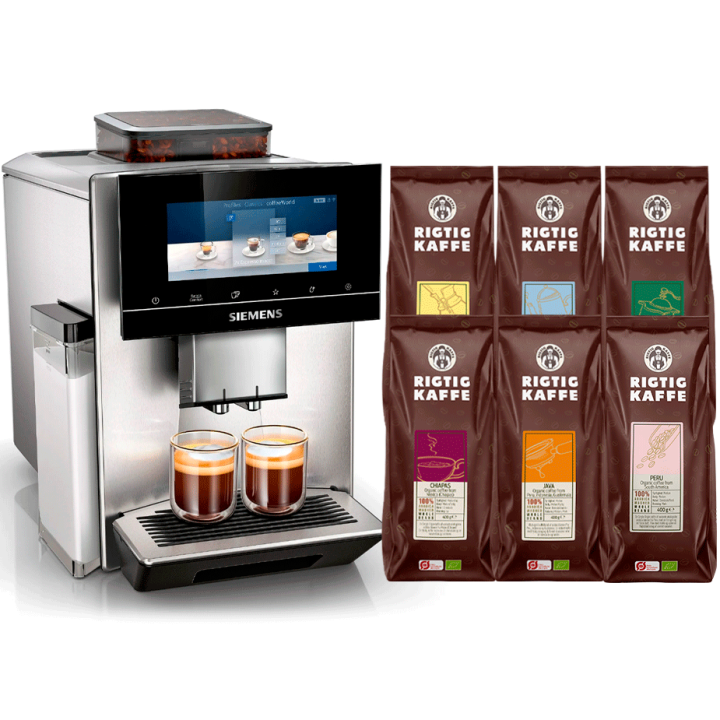 Siemens TQ905R03 EQ900 s500 Espressomaskine Inkl. 8x400g Rigtig Kaffe Organic
