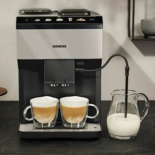 Siemens TP517R03 EQ500 Espressomaskine Inkl. Mælkebeholder, Plejepakke & 2kg Rigtig Kaffe Crema Intenso Hele kaffebønner
