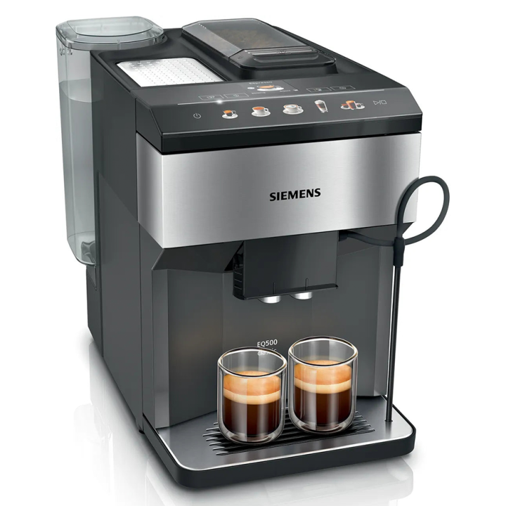Siemens TP517R03 EQ500 Espressomaskine Inkl. Mælkebeholder, Plejepakke & 2kg Rigtig Kaffe Crema Intenso Hele kaffebønner