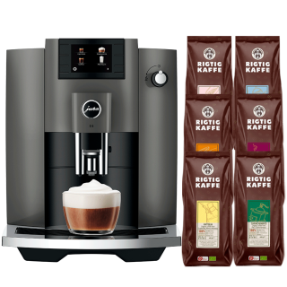 Jura E6 (EC) Dark Inox Espressomaskine Inkl. 6x400g Rigtig Kaffe Organic