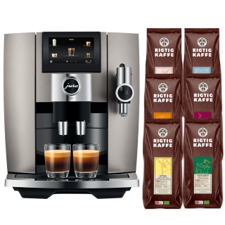 Jura J8 (EA) Midnight Silver Espressomaskine Inkl. 6x400g Rigtig Kaffe Organic