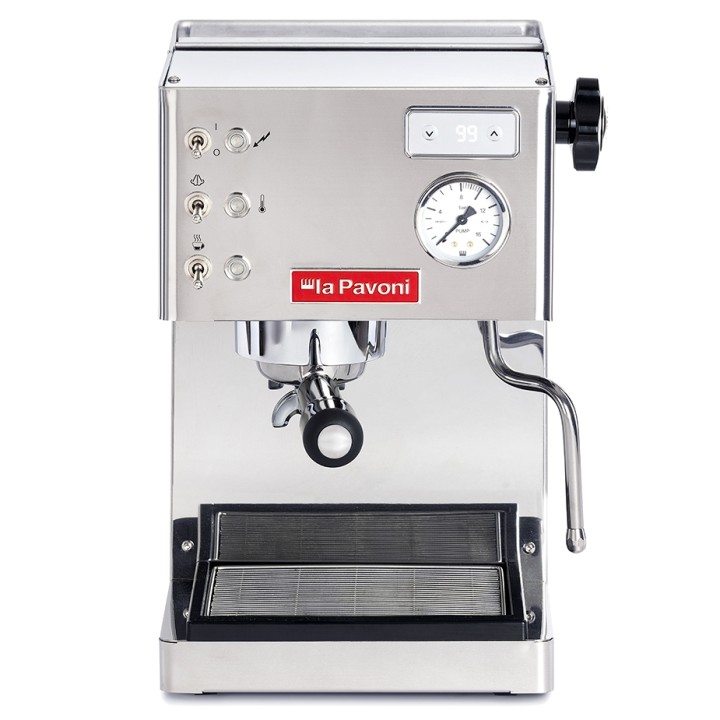 La Pavoni Casa Bar PID Stål LPMCBS02EU Espressomaskine Inkl. Ascaso i-Mini I2 Poleret Aluminium Espressokværn