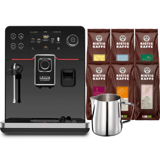 Gaggia Accademia Espressomaskine Inkl. Mælkekande 0,5L & 5x400g Rigtig Kaffe Organic Brun Serie