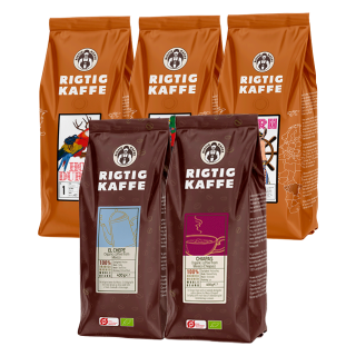 Rigtig Kaffe Mixpakke 2kg Hele kaffebønner Rigtig Kaffe Mixpakke 2kg Hele kaffebønner