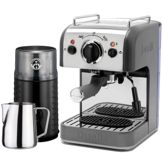 Dualit 3 in 1 Espressomaskine Inkl. Kaffemølle & Mælkekande Dualit 3 in 1 Espressomaskine Inkl. Kaffemølle & Mælkekande