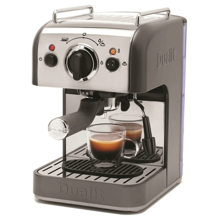 Dualit 3 in 1 Espressomaskine Inkl. Kaffemølle & Mælkekande Dualit 3 in 1 Espressomaskine Inkl. Kaffemølle & Mælkekande