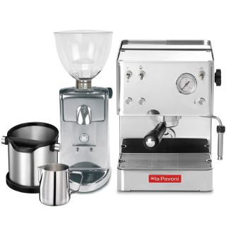 La Pavoni New Casa Bar Stål LPMCBS01EU Espressomaskine Inkl. Ascaso i-Mini I2 Espressokværn & House of Barista Baristaudstyr