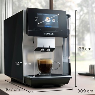 Siemens TP715R07 EQ700 Inox Silver Metallic Espressomaskine Inkl. Plejepakke & 3kg Rigtig Kaffe Mixpakke