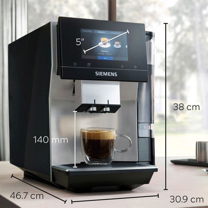 Siemens TP715R07 EQ700 Inox Silver Metallic Espressomaskine Inkl. Plejepakke & 3kg Rigtig Kaffe Mixpakke